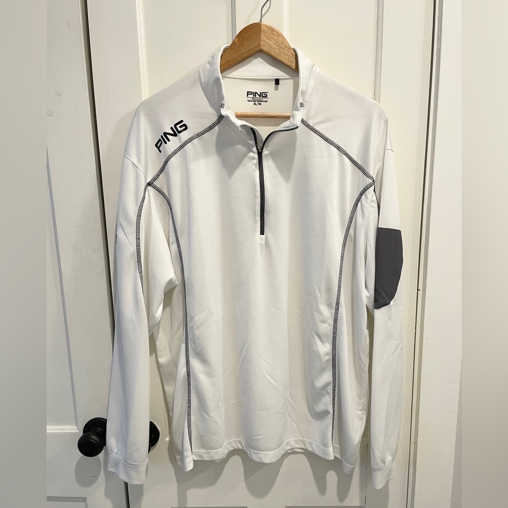 🌵Men’s PING White Golf Shirt 1/4 zip Pullover XL
